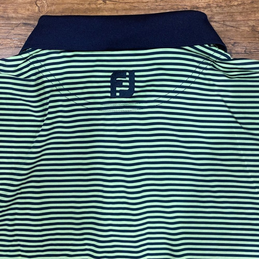 FootJoy FJ Blue Green Bengal Striped Performance Stretch Golf Polo Shirt Mens XL - Picture 6 of 10